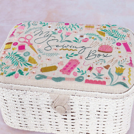 Hobby Gift | Embroidered Oval Medium Wicker Sewing Basket | My Sewing - MRLOE\677