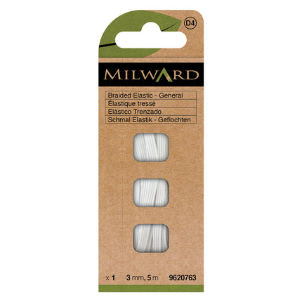 Milward White General Purpose Braided Elastic | 3mm