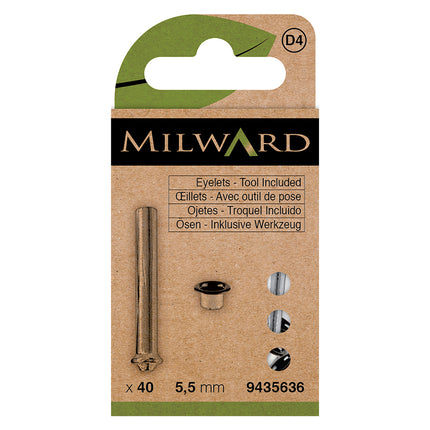 Œillets noirs Milward avec outil | 5,5 mm