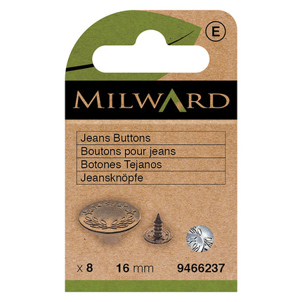 Boutons Milward Nickel pour jeans | 16 mm