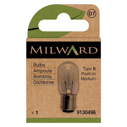 Ampoule pour machine à coudre Milward | Baïonnette type B, culot moyen