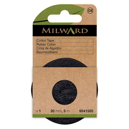 Ruban Milward en coton noir | 20mm