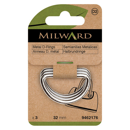 Anneaux en D Milward Nickel | 32 mm