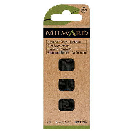 Milward Black General Purpose Braided Elastic | 6mm