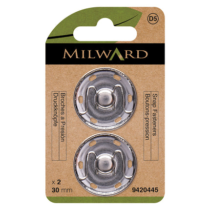 Milward Boutons-Pression à Coudre en Nickel | 30mm