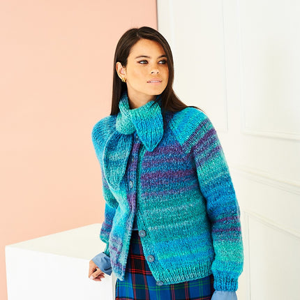 10266 Cardigan & Scarf | Knitting Pattern | Chunky