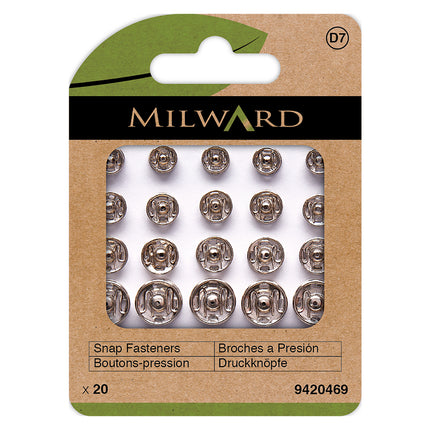 Boutons-pression à coudre Milward Nickel | Assortis