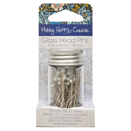 Hobby Gift | Épingles à tête en verre en pot | William Morris Woodblock Floral