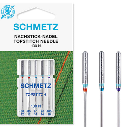 Schmetz | Sewing Machine Needles | Top-stitch Assorted 80(12)-100(16)