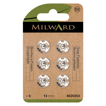 Milward Boutons-pression à coudre Nickel | 13 mm