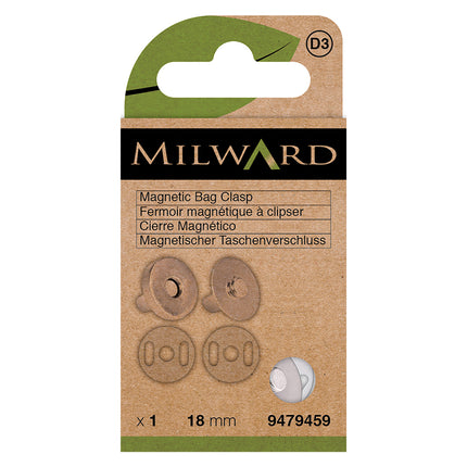 Fermeture magnétique Milward argentée pour sac | 18mm