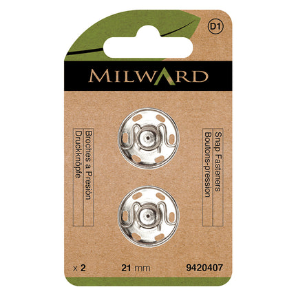 Boutons-pression à coudre Milward Nickel | 21 mm