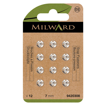 Milward Nickel Boutons-pression à coudre | 7mm