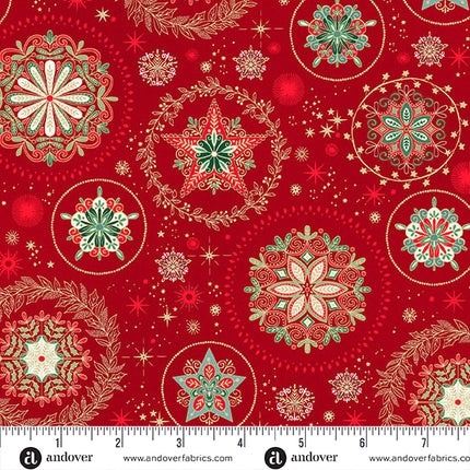 Makower Good Tidings | Cristal de Neige | Rouge