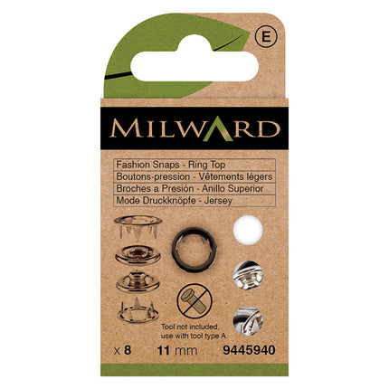 Boutons-pression Milward à anneau noir | 11 mm