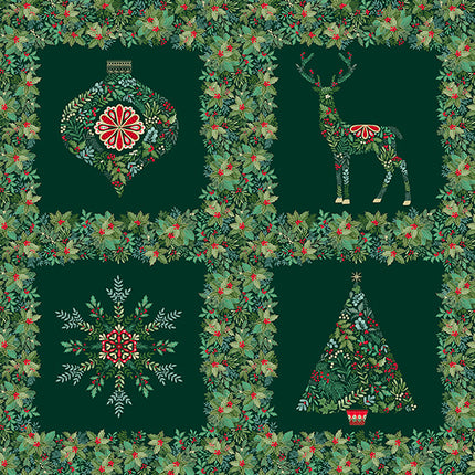 Makower Good Tidings | Panneau Carrés Festifs | Vert