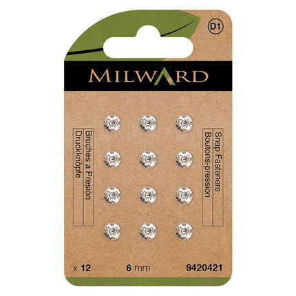 Boutons-pression à coudre en nickel Milward | 6 mm