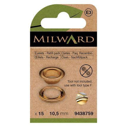 Œillet(s) Milward doré(s)/en laiton | 10,5 mm