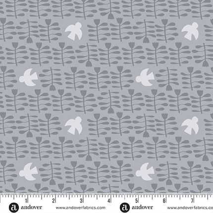 Makower | Conway Cottage | Au milieu des fleurs | Gris