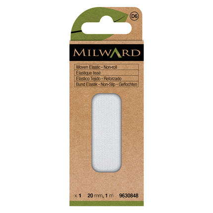 Milward White Woven Non-Roll Elastic | 20mm