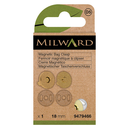 Fermoir de sac magnétique Milward doré | 18 mm