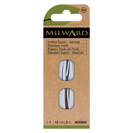 Élastique tricoté multi-usage Milward White | 12 mm