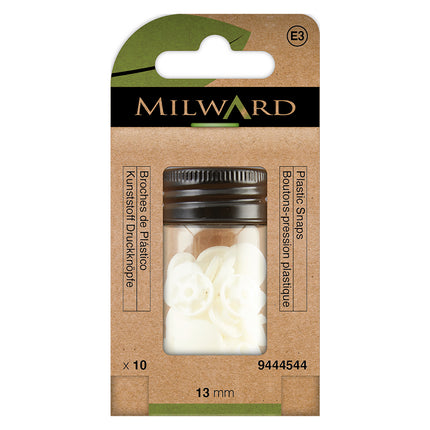 Boutons-pression Milward sans pince | 13 mm Blanc