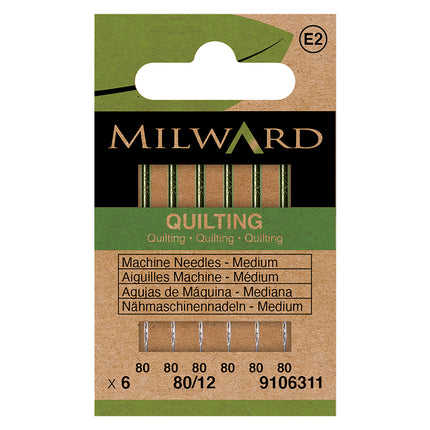 Milward Sewing Machine Needles | Quilting Medium 80/12