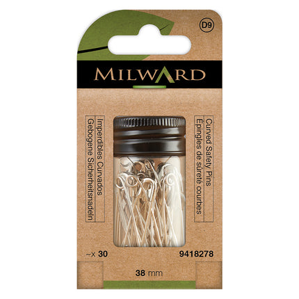 Épingles de sûreté Milward incurvées en nickel | 38 mm
