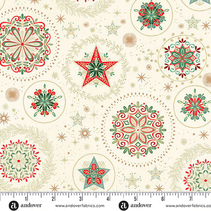 Makower Good Tidings | Snow Crystal | Cream