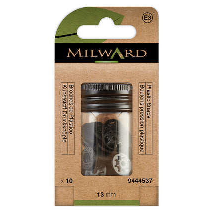 Milward boutons-pression sans pince | 13 mm noir