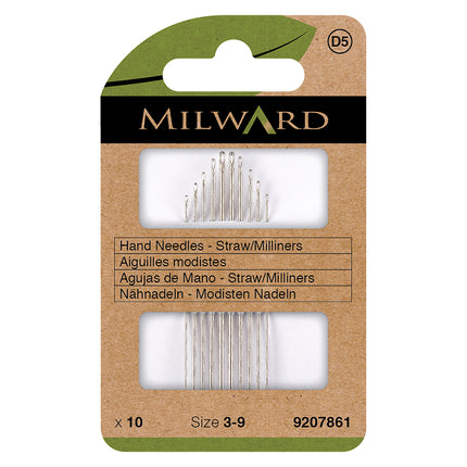 Aiguilles à coudre à la main Milward | Modiste (chapeau de paille) | Taille 3 - 9