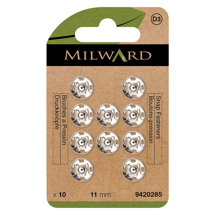 Milward Boutons-pression à coudre Nickel | 11mm