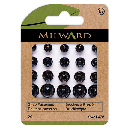 Attaches-rapides Milward noirs à coudre | Assortis