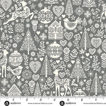 Makower Scandi 25 | Christmas | Grey