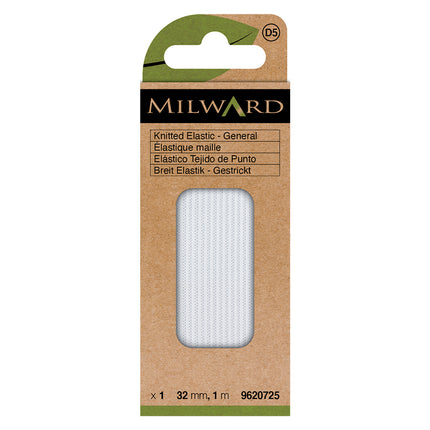 Milward White General Purpose Knitted Elastic | 32mm