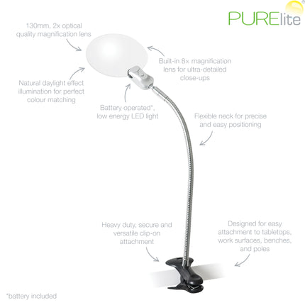 PURElite | Magnifying Lamp | Clip-On