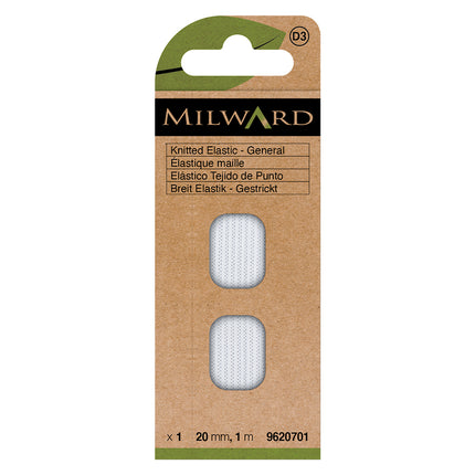 Élastique tricoté multi-usage Milward White | 20 mm