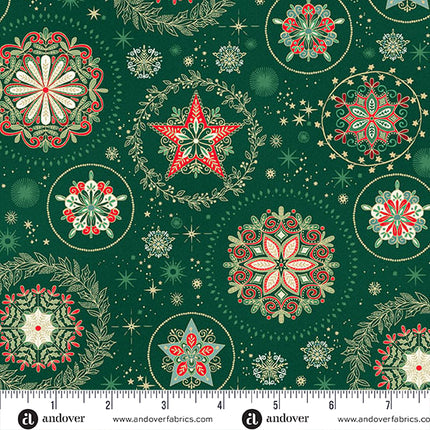 Makower Good Tidings | Cristal de neige | Vert