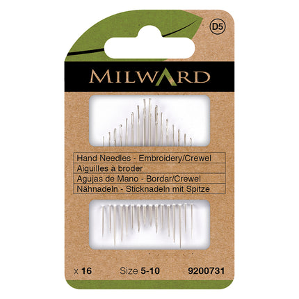 Aiguilles à coudre à la main Milward | Broderie Crewel | Taille 5-10