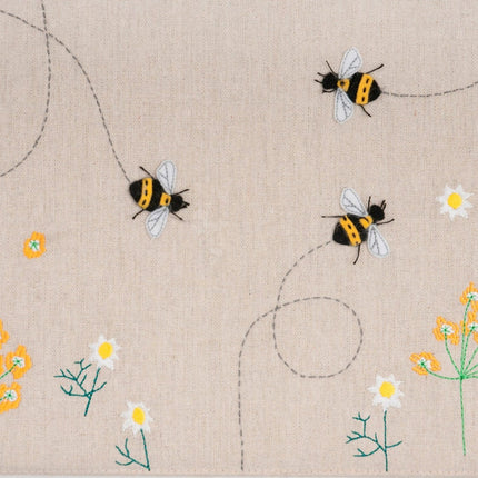 Large Sewing Box | Hobby Gift | Wicker Basket Appliqué Linen Bee - HGLHB\347
