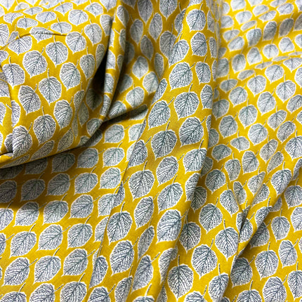 Leaves | Cotton Lawn | Mustard - Hollies Haberdashery UK