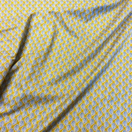 Leaves | Cotton Lawn | Mustard - Hollies Haberdashery UK