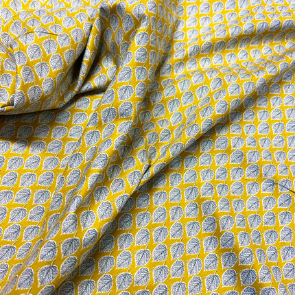 Leaves | Cotton Lawn | Mustard - Hollies Haberdashery UK