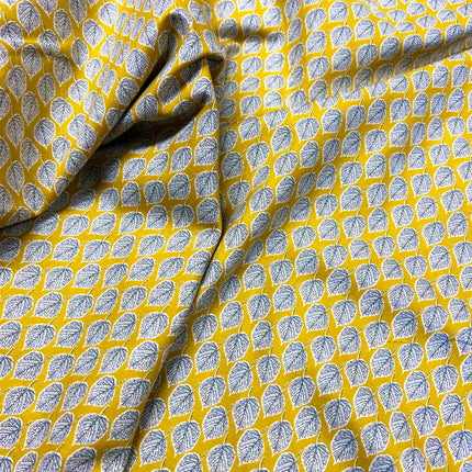 Leaves | Cotton Lawn | Mustard - Hollies Haberdashery UK