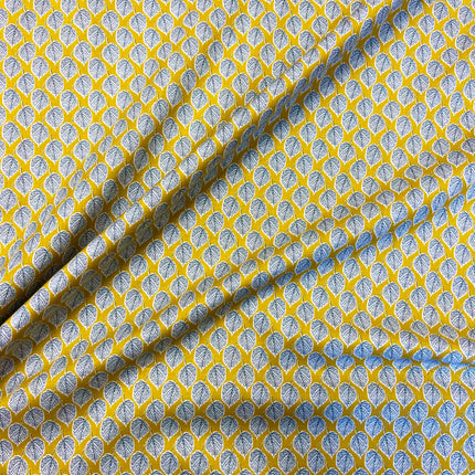 Leaves | Cotton Lawn | Mustard - Hollies Haberdashery UK