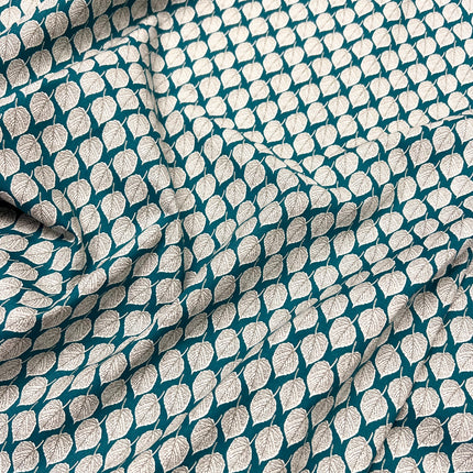 Leaves | Cotton Lawn | Teal - Hollies Haberdashery UK