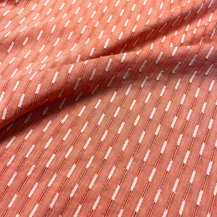 Line Up | Embroidered Viscose Cotton | Coral - Hollies Haberdashery UK