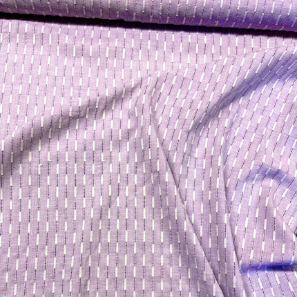 Line Up | Embroidered Viscose Cotton | Lilac - Hollies Haberdashery UK