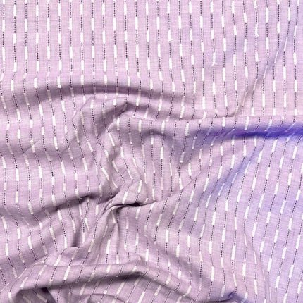 Line Up | Embroidered Viscose Cotton | Lilac - Hollies Haberdashery UK